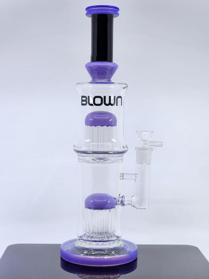 Blown Glass Goods PARALLAX Water Pipe 14" Direct Inject Double Tree Perc