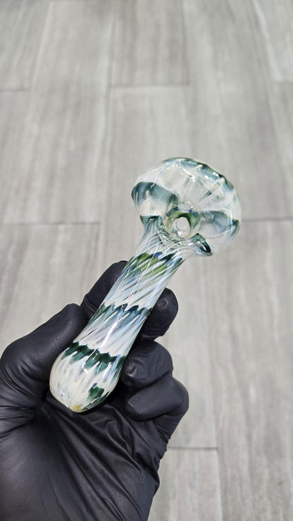Izlow Glass - Coil Drag Silver Fumed Handpipe