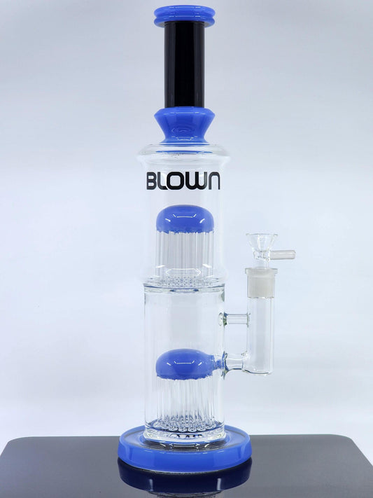 Blown Glass Goods PARALLAX Water Pipe 14" Direct Inject Double Tree Perc