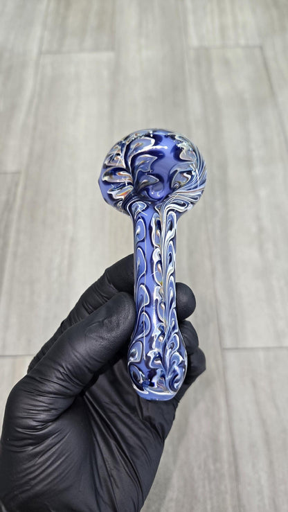 Izlow Glass - Periwinkle Paisley Handpipe