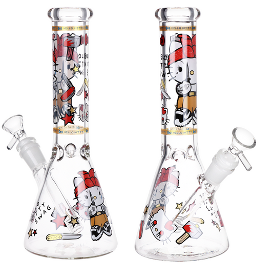 Gangster Cat Beaker Glass Water Pipe