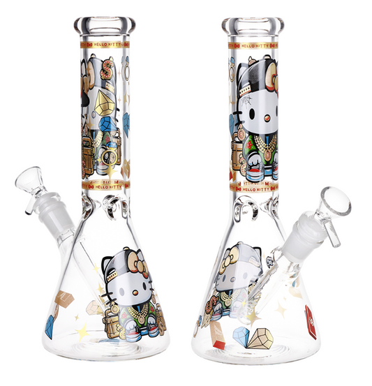 Swagged Out Kitty Beaker Glass Water Pipe