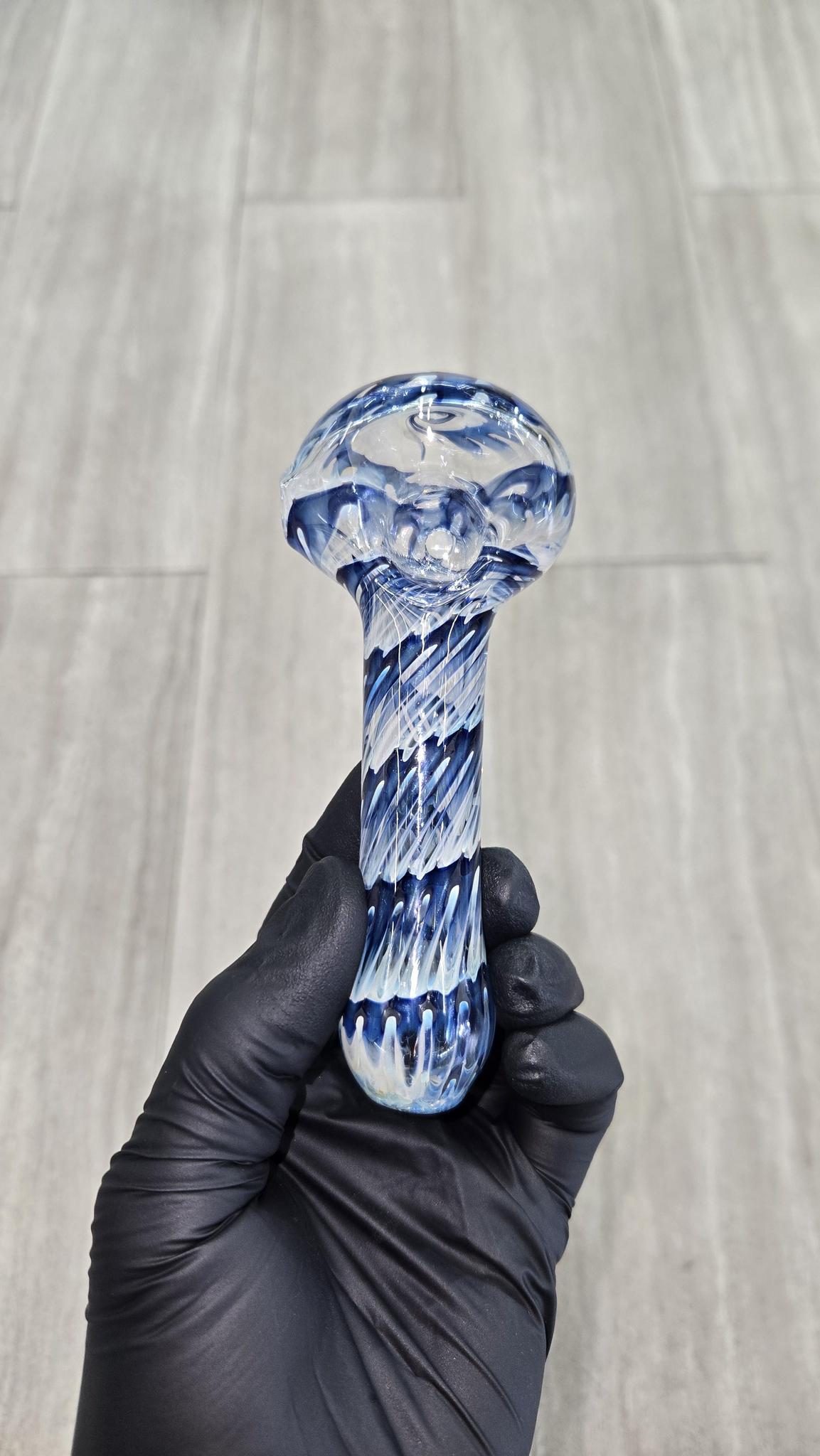 Izlow Glass - Coil Drag Silver Fumed Handpipe