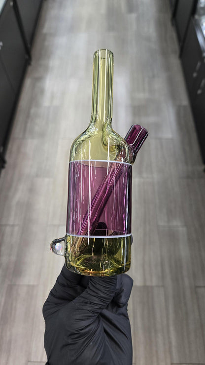 The Glass Mechanic - Citrine & Gold Amethyst Encased Opal Sake Bottle