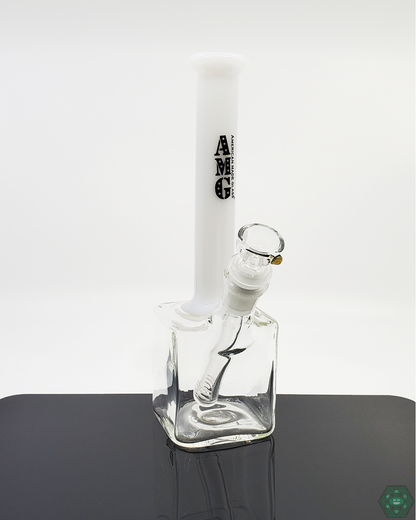 AMG Glass 9” Cube Base Beaker | Compact, 7-Hole Perc Filtration | 14mm Joint