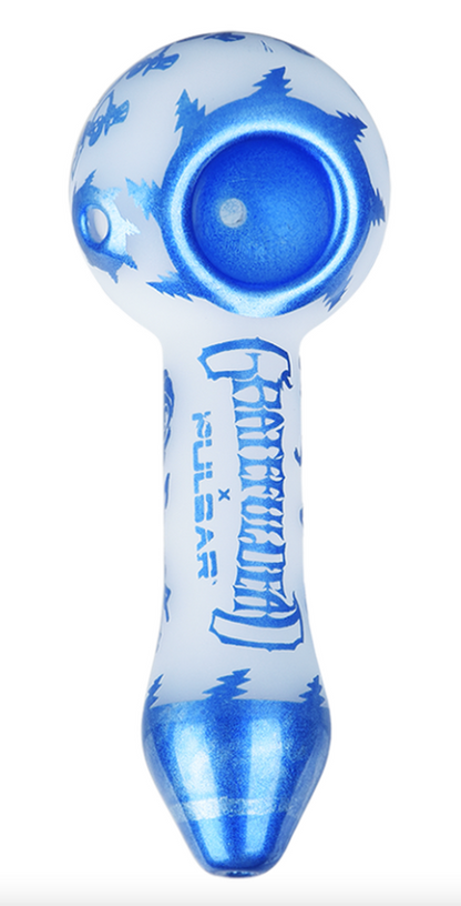Grateful Dead x Pulsar Etched Spoon Pipe - Blue Sky Dancing Skellies