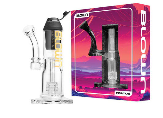 BLOWN Glass Goods Proxy Bubbler - Double Showerhead Perc - Gold