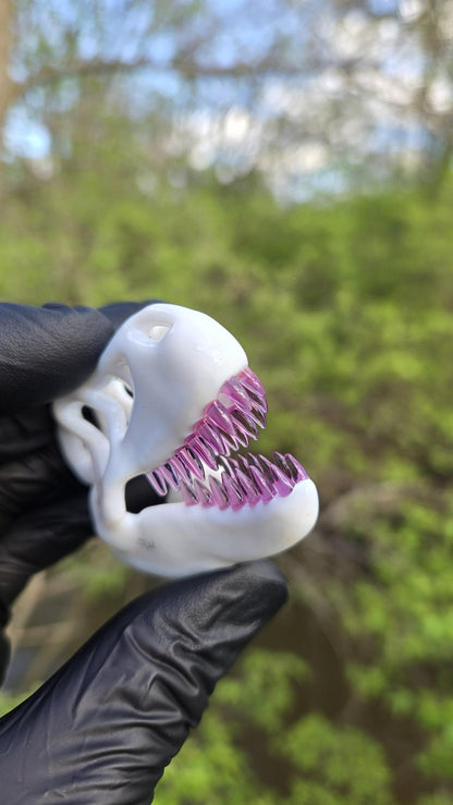 Roe Glass - Lotus White T-Rex Skull Pendant