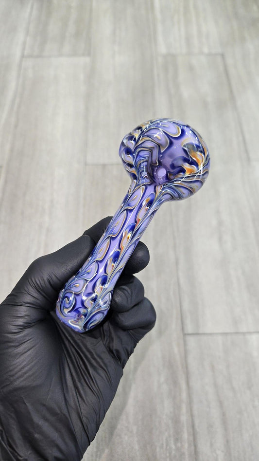 Izlow Glass - Periwinkle Paisley Handpipe