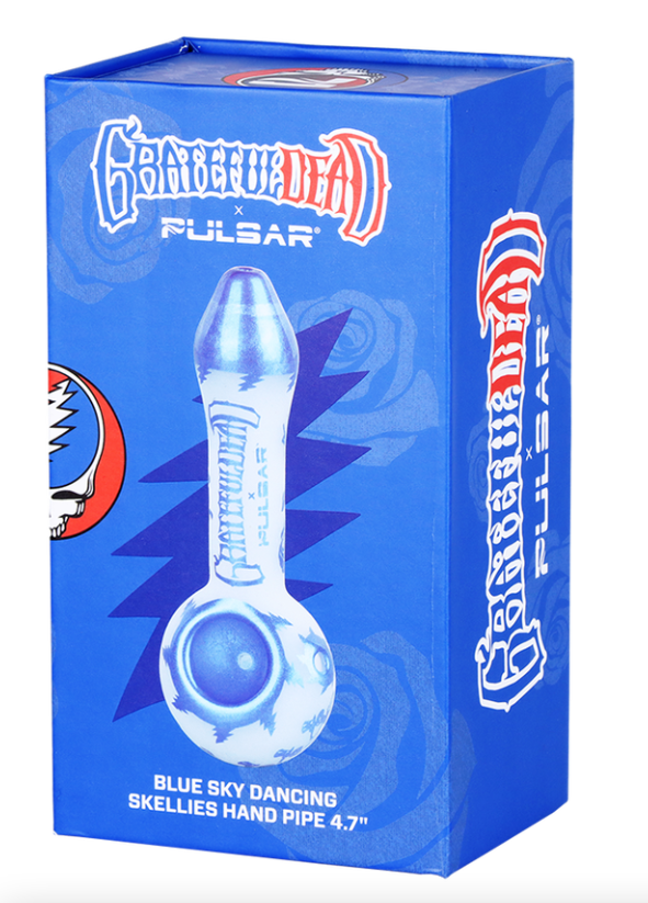 Grateful Dead x Pulsar Etched Spoon Pipe - Blue Sky Dancing Skellies