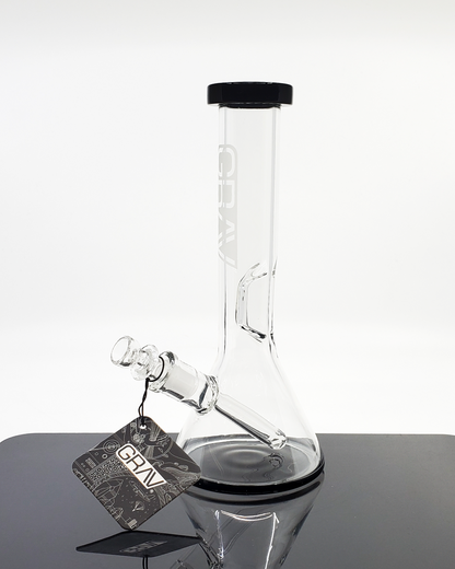 Grav Labs Small Black Accent Beaker | 8.25” Compact with Ice Catcher & Fission Downstem