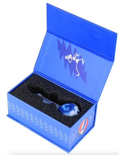 Grateful Dead x Pulsar Etched Spoon Pipe - Blue Sky Dancing Skellies