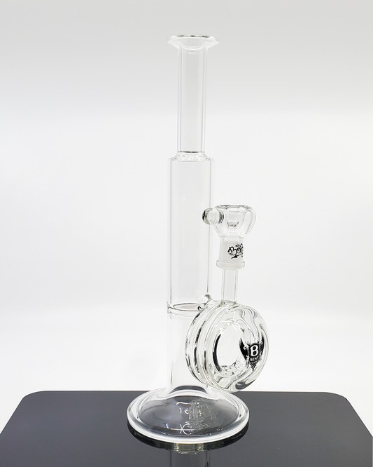 Bent Glass 12" Straight Tube Bong | Durable Glass Water Pipe. Featuring a 14MM male joint and 14MM female slide, this piece is designed for easy use. 2-hole bubble perc for improved filtration.
