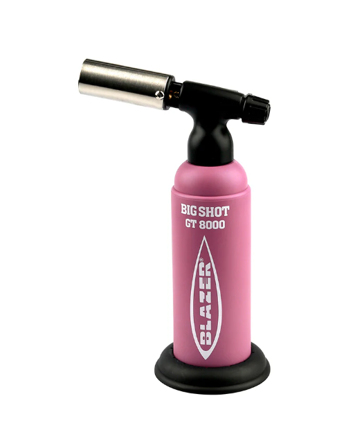 Blazer Big Shot GT 8000 Torch. Dimensions: 7.81" L x 4.5" W x 2" D. Portable, refillable, and self-contained with over 35 minutes of high-grade 2500°F burn time.