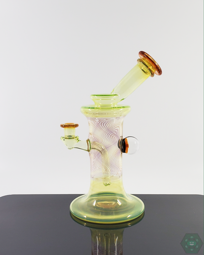 Gates Glass Rewig Layback Jammer - Stylish Concentrate Rig with Unique Design. This Rewig Layback Jammer from Gatez Glass combines unique artistry with functionality. Designed for concentrate use, it offers smooth hits and excellent airflow, perfect for any glass collector.