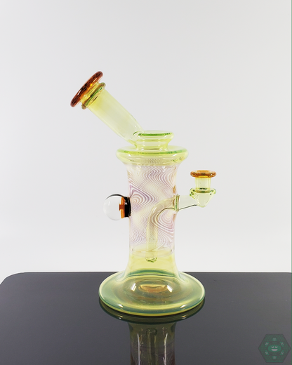 Gates Glass Rewig Layback Jammer - Stylish Concentrate Rig with Unique Design. This Rewig Layback Jammer from Gatez Glass combines unique artistry with functionality. Designed for concentrate use, it offers smooth hits and excellent airflow, perfect for any glass collector.