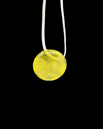 Kovacs x Tóth Tibor Tamás - Artistic Glass Pendant in Terps Color - Collaborative Design: Created by renowned artists Kovacs and Tóth Tibor Tamás. Glass Alchemy Terps Color: Unique color blend for a standout look. Ideal for Collectors: 1.75" size, perfect for wearing or display.