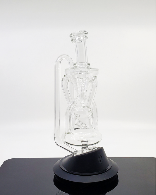  Logi Glass Art Recycler 3x2 Puffco Attachments - 8" Triple Uptake Water Pipe Accessory. Triple Uptake System for superior filtration. 4-Hole Perc provides smooth and clean hits. Dual Drain ensures efficient airflow and dabbing. Compact Design: 8" tall, 1.5" diameter for portability. Designed for Puffco Devices to enhance your setup.