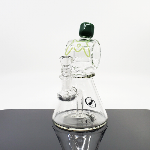 MAV Glass Barrel Top Beaker - Compact and Durable with a 2-Hole Perc, 14mm Joint, Available in Various Colors, and Stands at 6.25 Inches.
