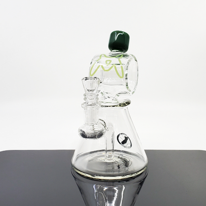 MAV Glass Barrel Top Beaker - Compact and Durable with a 2-Hole Perc, 14mm Joint, Available in Various Colors, and Stands at 6.25 Inches.