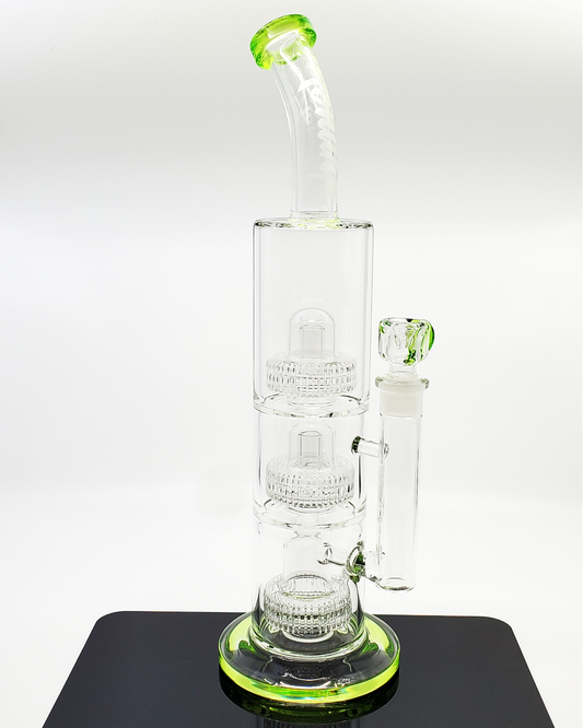 Monark Glass 17” Triple Matrix Perc Straight Tube - Experience Smooth Hits with Three Stacked Matrix Percs for Ultimate Filtration and a Sturdy 50MM Design.