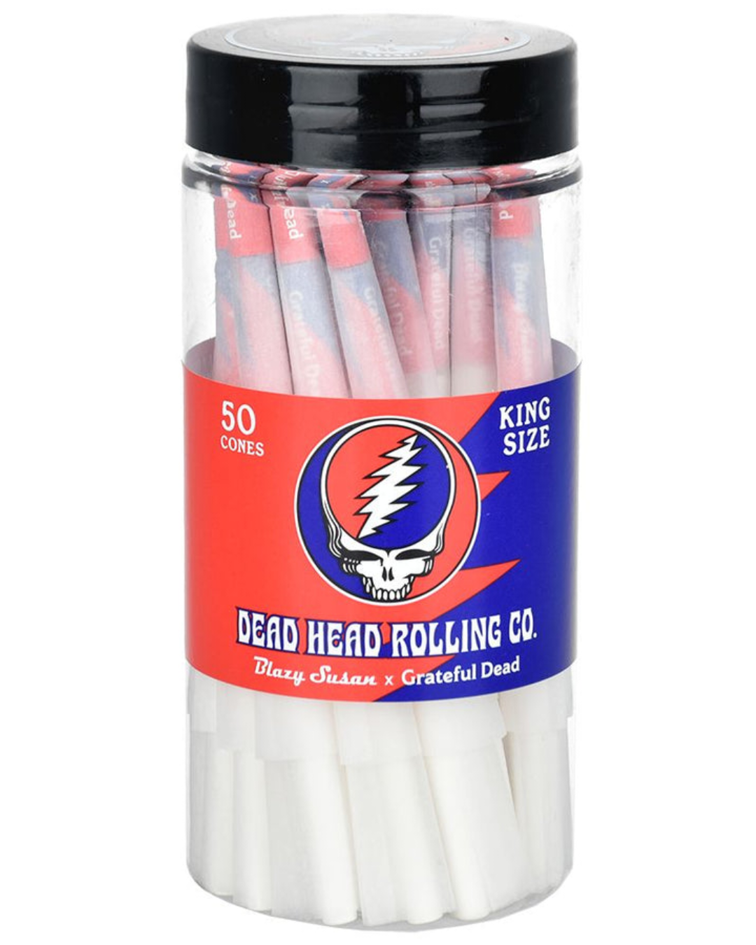  Pre-Rolled Cones by Blazy Susan. Made with vegan and non-GMO paper from France, these cones provide a slow and smooth burn. A must-add to any smoking kit.