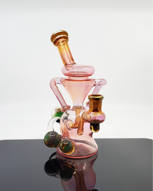 Zaks Glass Fumed Klein Recycler – Stunning Fumed Glass with 2-Hole Perc