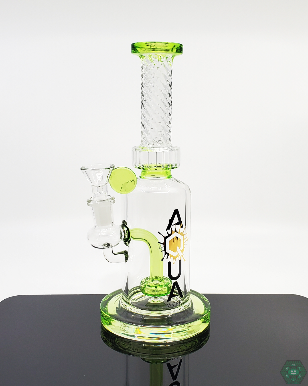 Aqua Works Glass 9” Spiral Neck Straight Tube | Unique Spiral Design for Smooth Hits and Everyday Use

