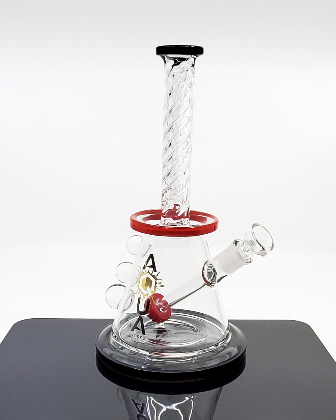 Aqua Works Glass Spiral Neck Beaker | Unique Spiral Neck Design with Smooth Filtration for Enjoyable Hits

