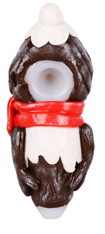 Snowman Enamel Resin Sculpted Glass Spoon Pipe