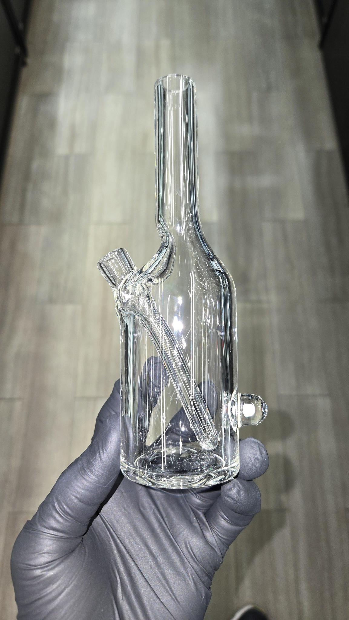 The Glass Mechanic - Clear Encased Opal Sake Bottle