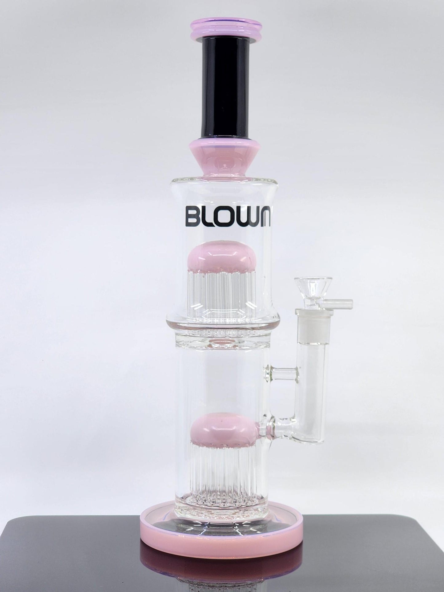 Blown Glass Goods PARALLAX Water Pipe 14" Direct Inject Double Tree Perc