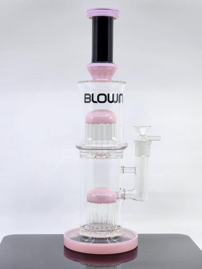 Blown Glass Goods PARALLAX Water Pipe 14" Direct Inject Double Tree Perc