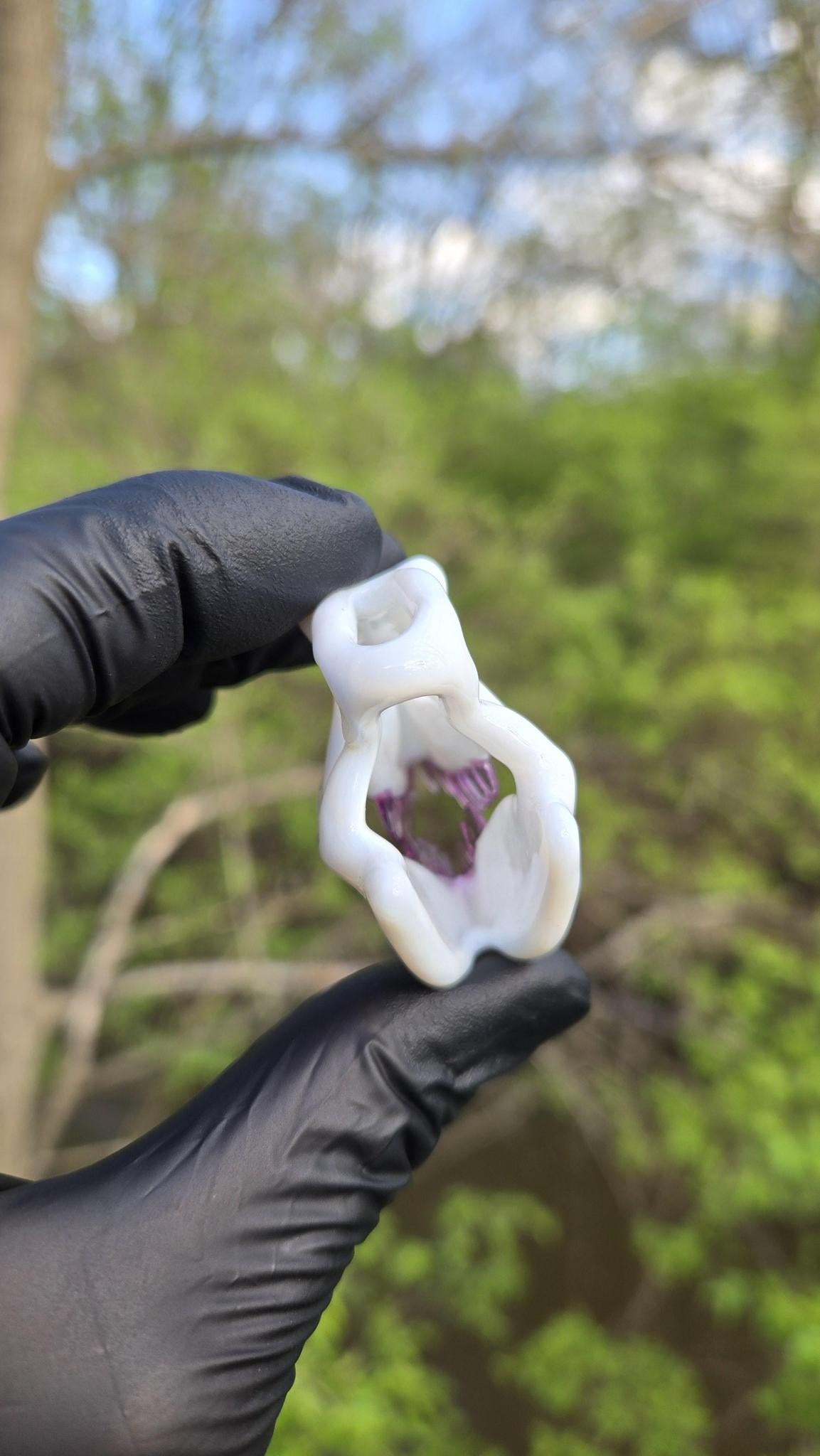 Roe Glass - Lotus White T-Rex Skull Pendant