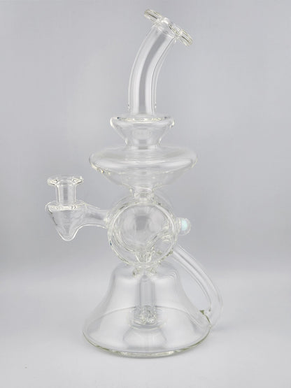 Bro D Glass Clear Hypogeum Recycler, a premium dab rig with enhanced airflow and superior filtration.