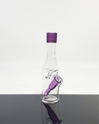 Bro D Glass Mini Bottle with color accents, a compact and portable dab rig designed for smooth performance.