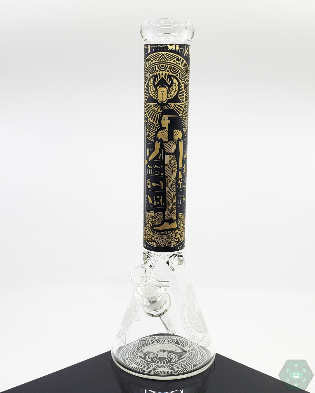 BSG 15.5” Egyptian Beaker, made from high-quality glass for durability and smooth function, featuring an Egyptian theme