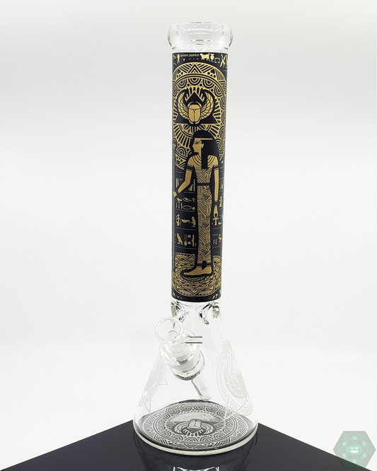 BSG 15.5” Egyptian Beaker, made from high-quality glass for durability and smooth function, featuring an Egyptian theme