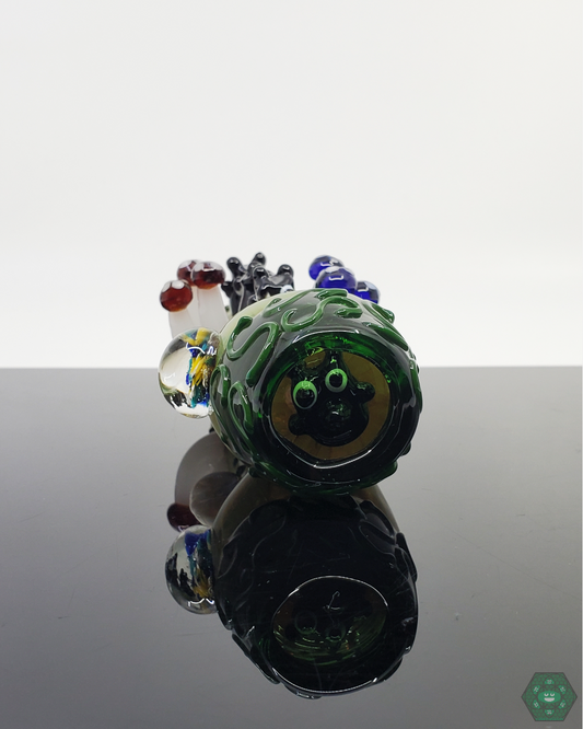 BSG 5-Inch Forest Spoon Pipe, handcrafted with vibrant full-color glass and a nature-inspired owl and mushroom design.