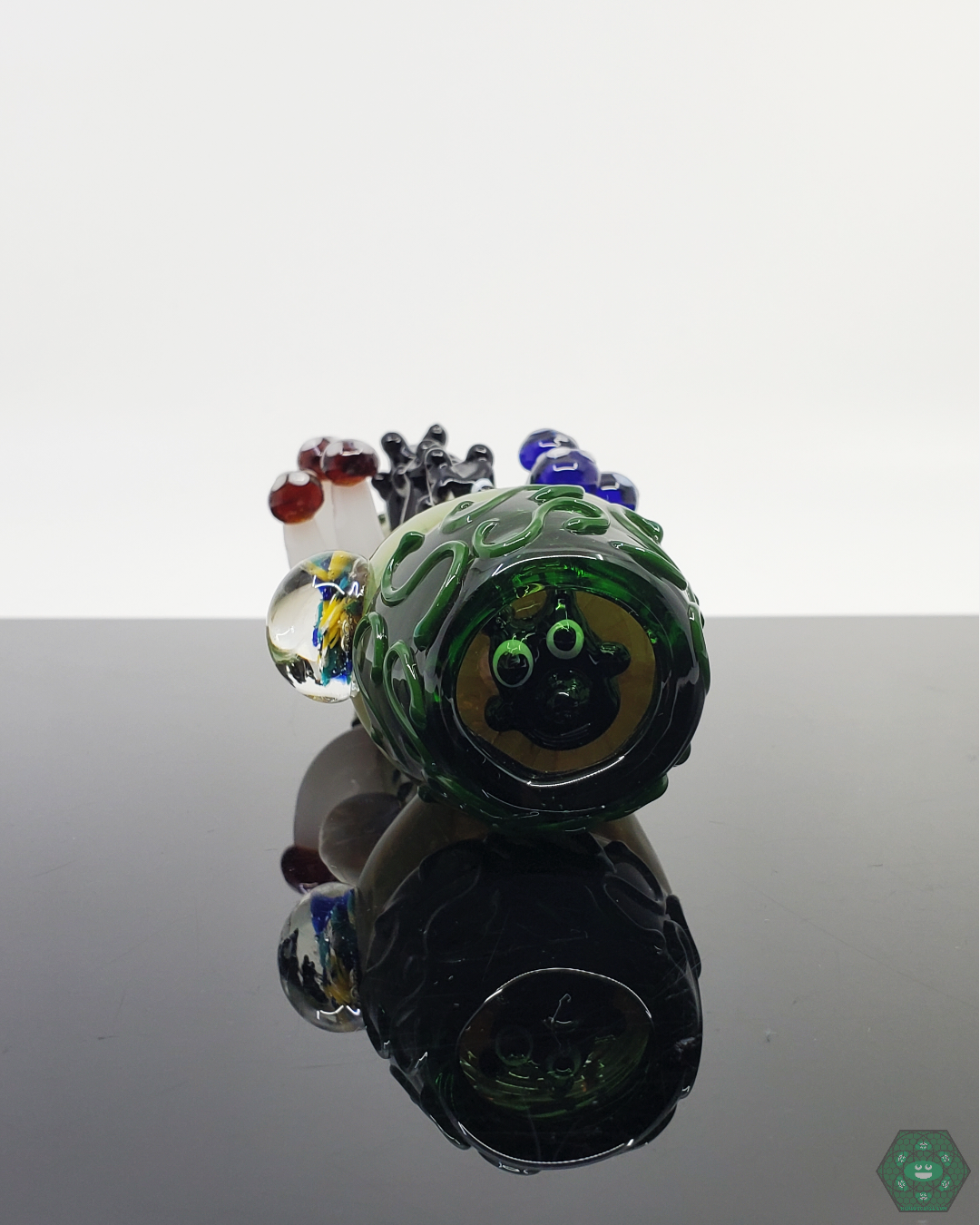  BSG 5-Inch Forest Spoon Pipe, handcrafted with vibrant full-color glass and a nature-inspired owl and mushroom design.