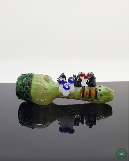 BSG 5-Inch Forest Spoon Pipe with detailed owl and mushroom sculpture, handcrafted with full color glass