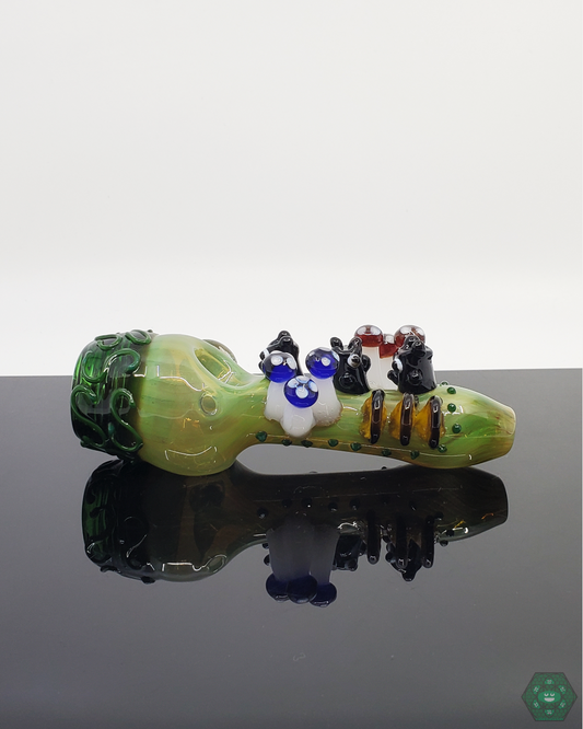 BSG 5-Inch Forest Spoon Pipe with detailed owl and mushroom sculpture, handcrafted with full color glass