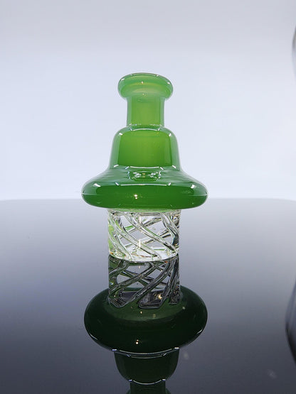 Close-up of the BSG Dot Turbo Spinner Cap, showcasing its intricate dot design and durable construction for better airflow control and more efficient dabbing.