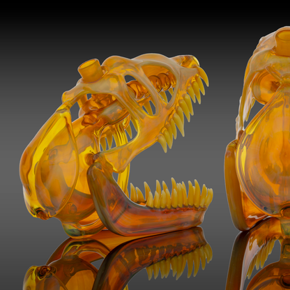  Bottom view of the Buck Glass Allosaurus Skull Dab Rig, showing its solid base and high-quality glass construction.