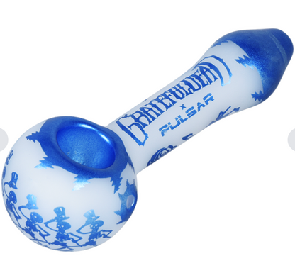 Grateful Dead x Pulsar Etched Spoon Pipe - Blue Sky Dancing Skellies