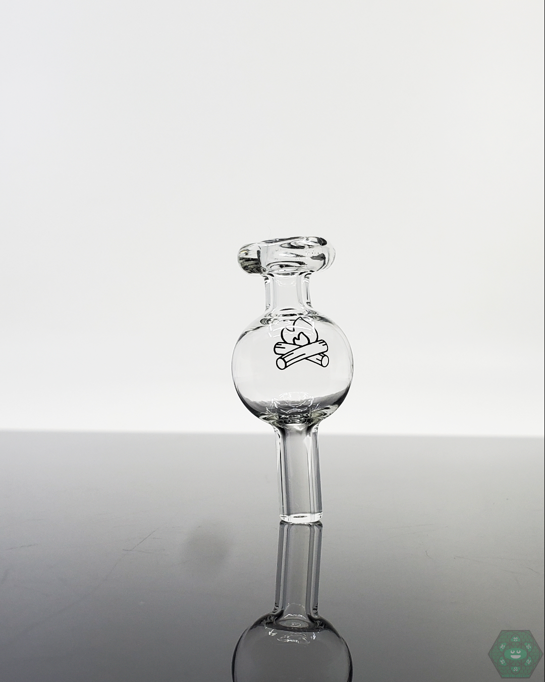 Campfire Quartz Bubble Cap – 25MM clear quartz cap designed for optimized airflow and smooth dabbing experience, ensuring consistent vaporization and durability.
