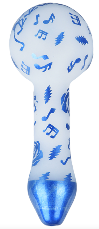 Grateful Dead x Pulsar Etched Spoon Pipe - Blue Sky Dancing Skellies