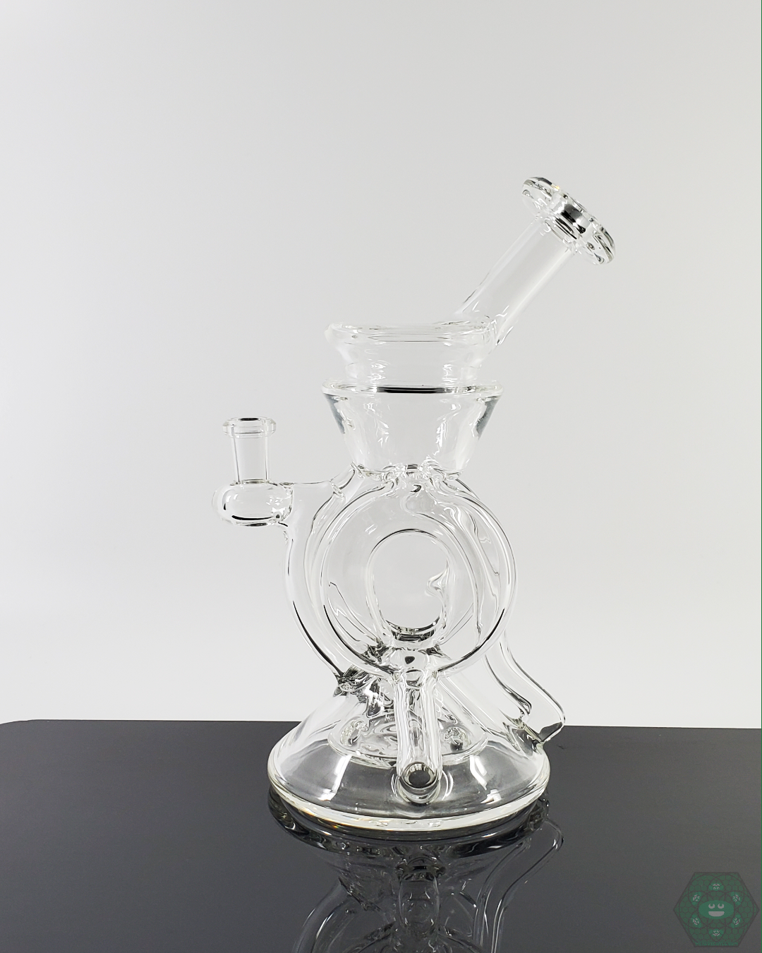 Cerio Glass Clear Recycler V3 #1 with Advanced 4-Hole Perc and Single Drain for Smooth Dab Sessions