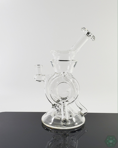 Cerio Glass Clear Recycler V3 #1 with Advanced 4-Hole Perc and Single Drain for Smooth Dab Sessions