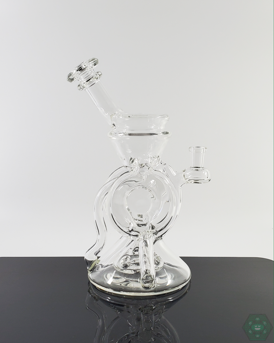 Cerio Glass Clear Recycler V3 #2 with Dual Uptake and 4-Hole Perc for Enhanced Airflow and Smooth Dabs